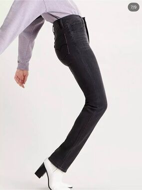 Levi's 724 High Rise Straight Black Charcoal Jeans